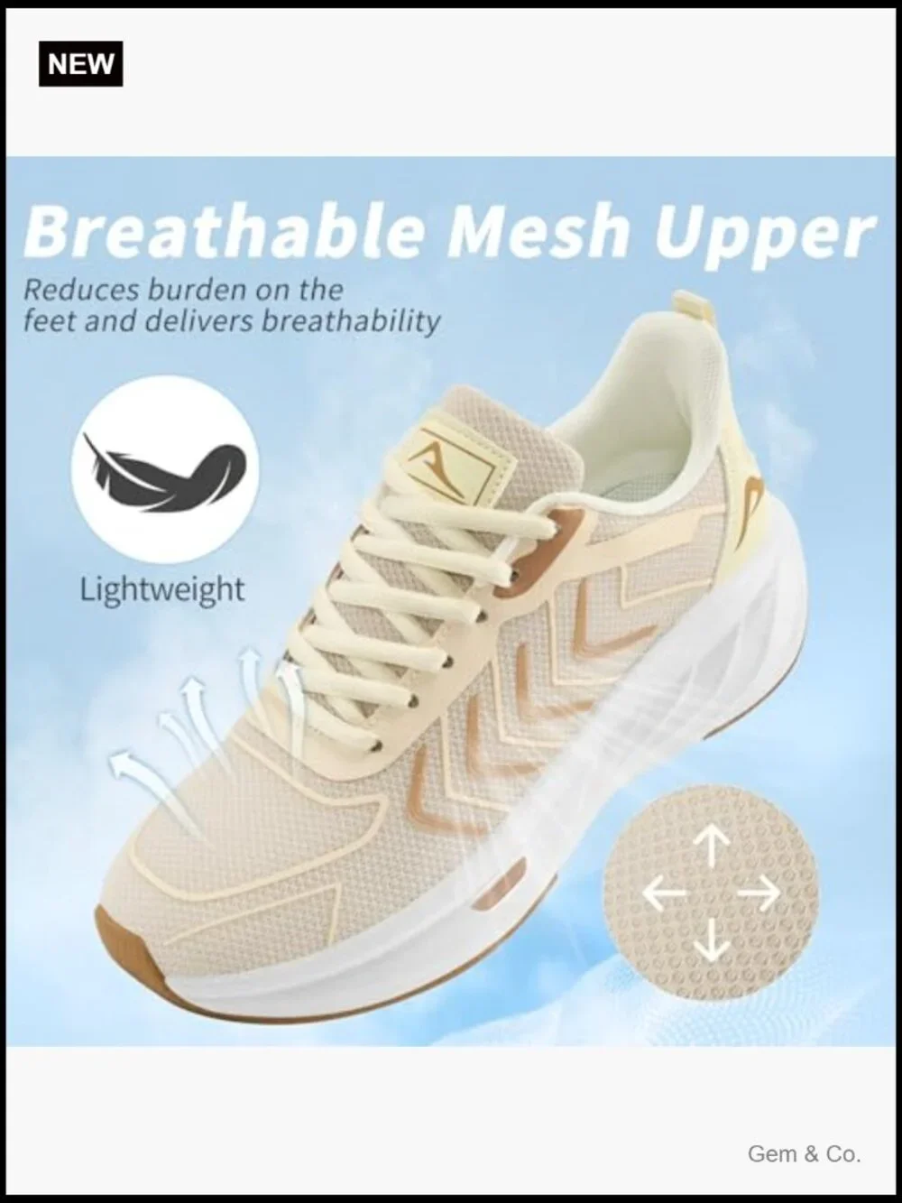Comfortable Breathable Casual Walking Sneakers for Gym Workout Non Slip Lace Up